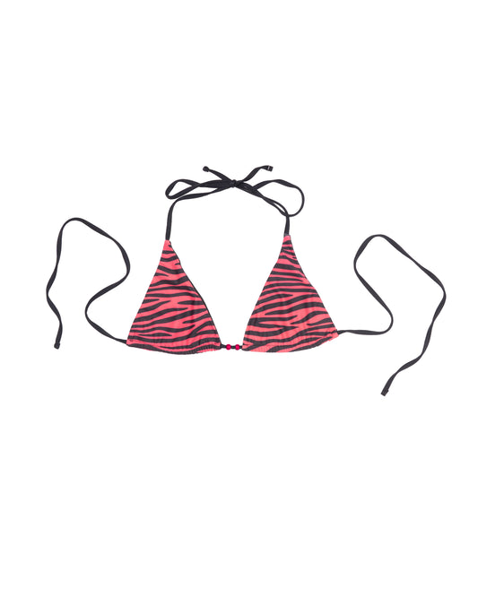 Hot Pink Striped Zebra Bikini Top